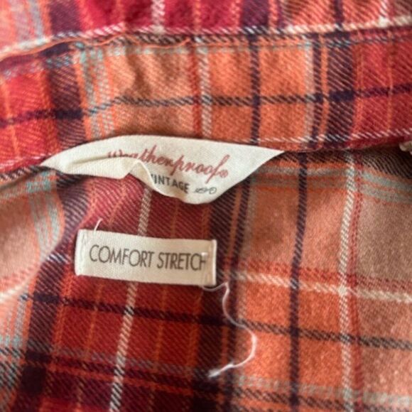 Weatherproof Vtg Comfort Stretch Orange Plaid V-neck button down tunic, size XL - Picture 4 of 6